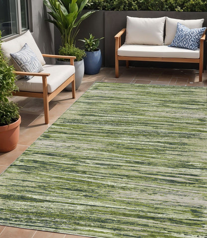 Tabselect Home Line 5' X 8' Olive Green And Ivory Striped Washable Indoor Outdoor Area Rug
