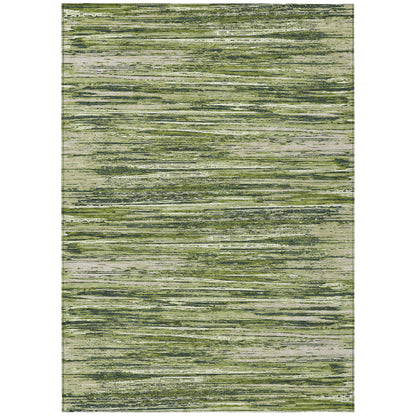 Tabselect Home Line 5' X 8' Olive Green And Ivory Striped Washable Indoor Outdoor Area Rug