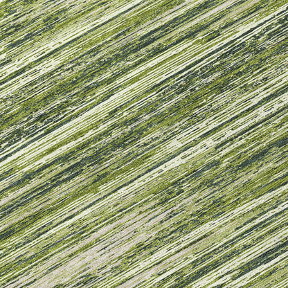 Tabselect Home Line 8' Olive Green And Ivory Round Striped Washable Indoor Outdoor Area Rug