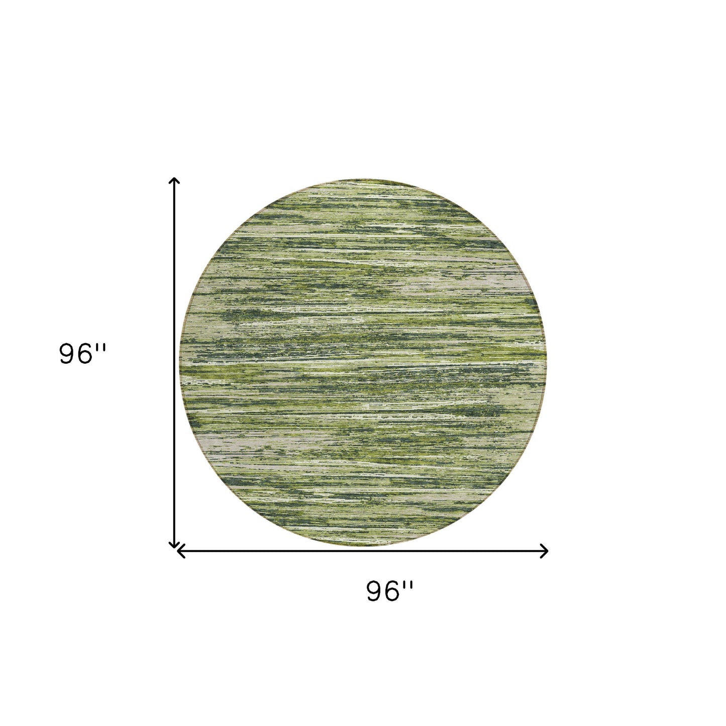 Tabselect Home Line 8' Olive Green And Ivory Round Striped Washable Indoor Outdoor Area Rug
