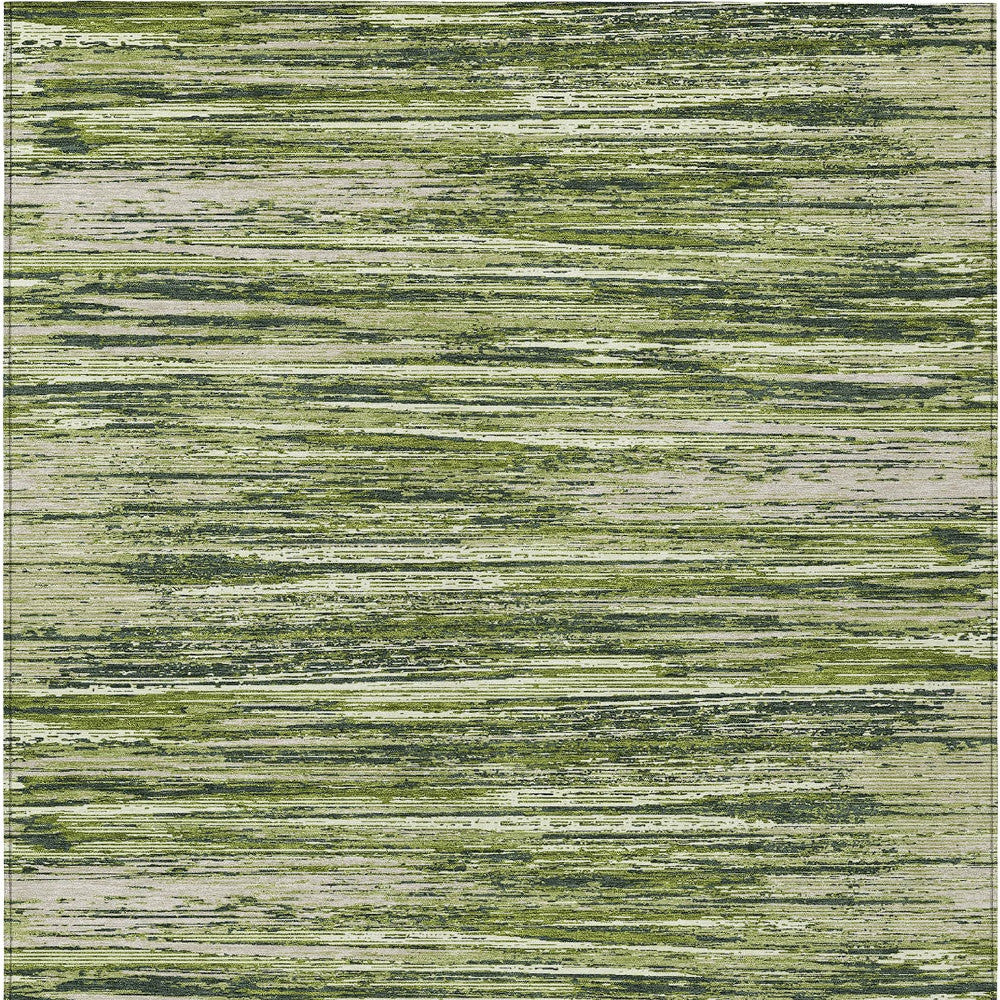 Tabselect Home Line 8' X 10' Olive Green And Ivory Striped Washable Indoor Outdoor Area Rug
