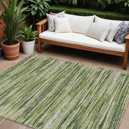Tabselect Home Line 8' X 10' Olive Green And Ivory Striped Washable Indoor Outdoor Area Rug