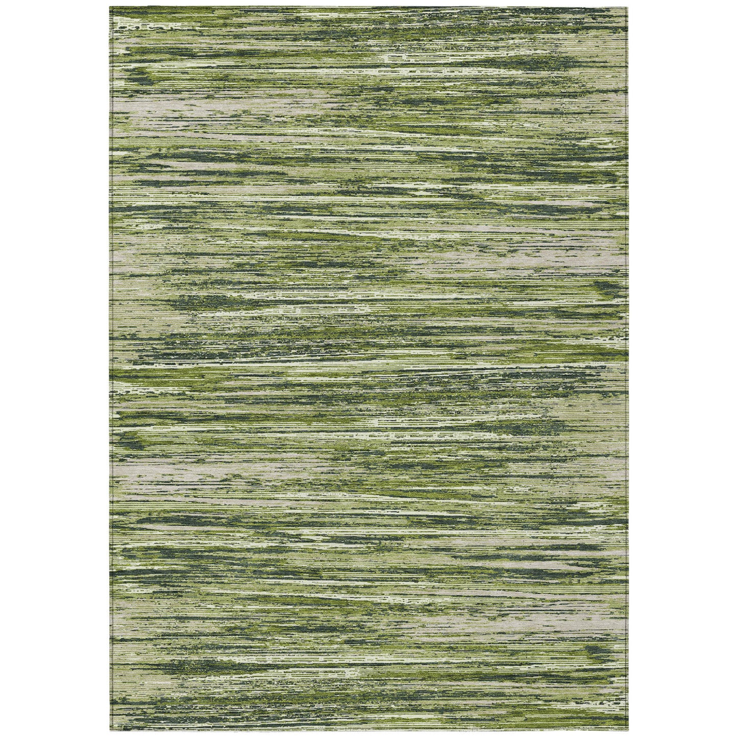 Tabselect Home Line 8' X 10' Olive Green And Ivory Striped Washable Indoor Outdoor Area Rug