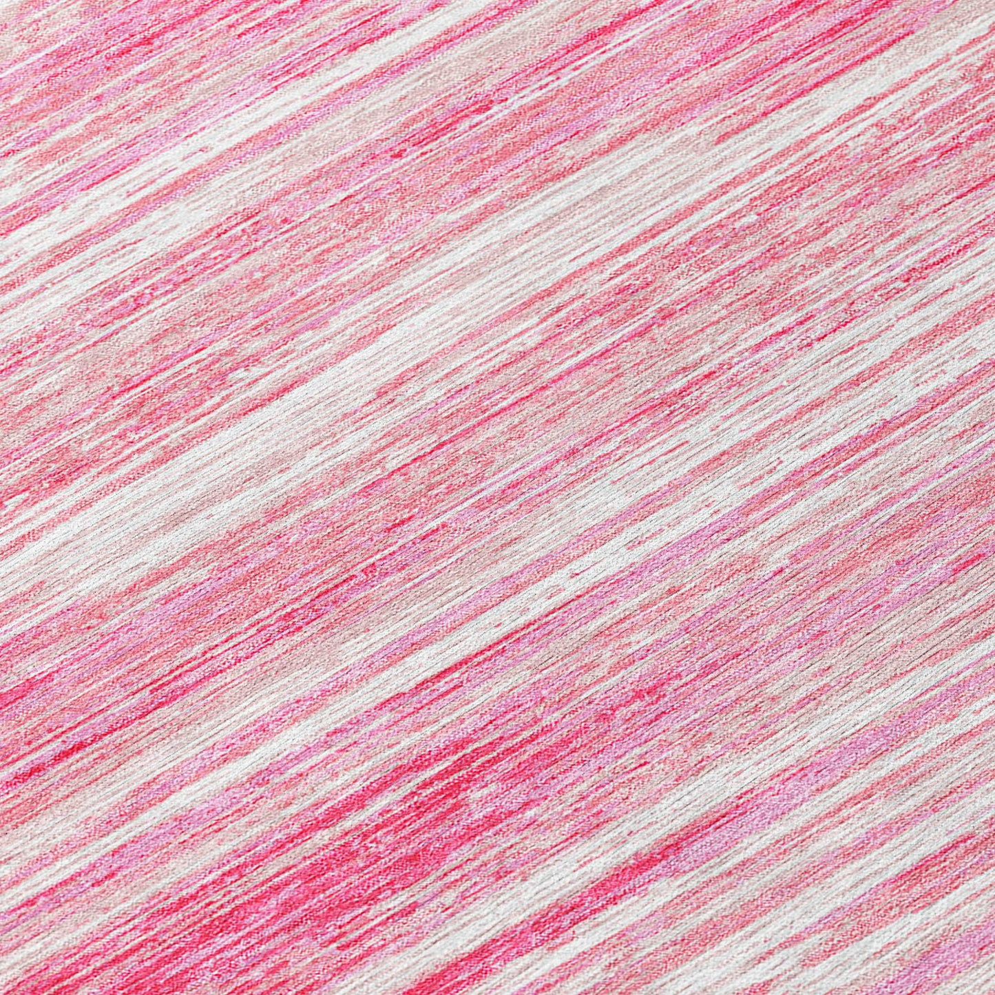 Tabselect Home Line 8' Pink And Ivory Round Striped Washable Indoor Outdoor Area Rug