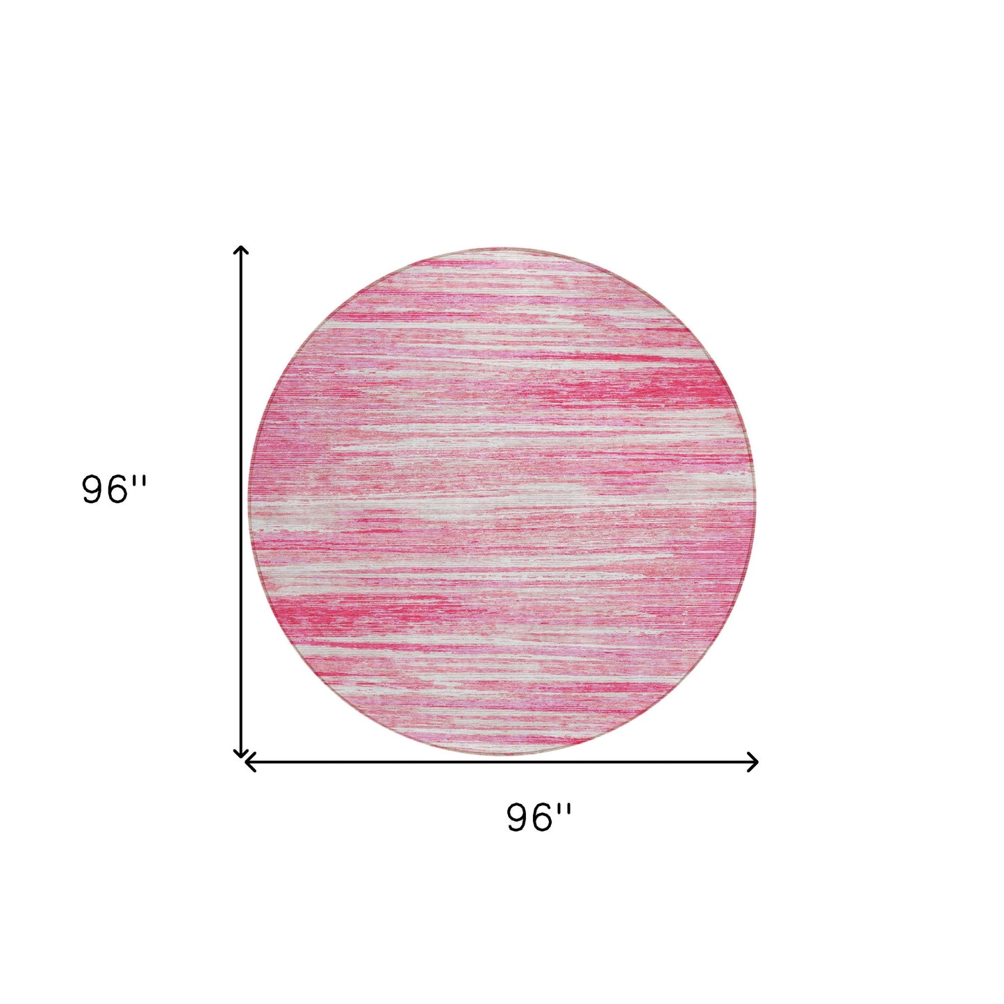 Tabselect Home Line 8' Pink And Ivory Round Striped Washable Indoor Outdoor Area Rug