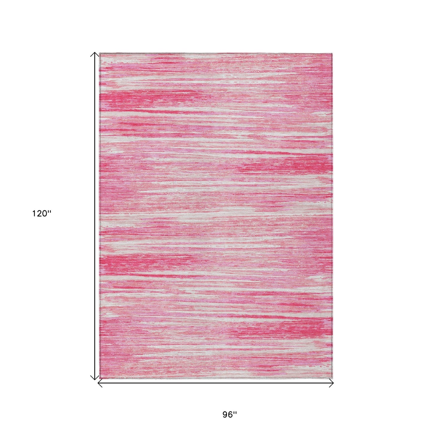 Tabselect Home Line 8' X 10' Pink And Ivory Striped Washable Indoor Outdoor Area Rug