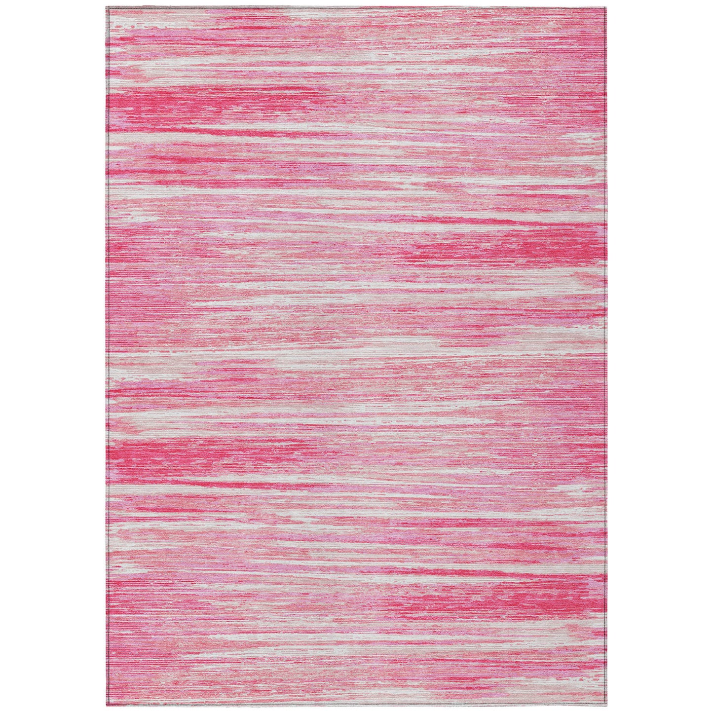 Tabselect Home Line 8' X 10' Pink And Ivory Striped Washable Indoor Outdoor Area Rug