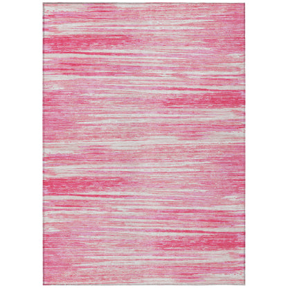 Tabselect Home Line 8' X 10' Pink And Ivory Striped Washable Indoor Outdoor Area Rug