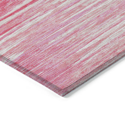 Tabselect Home Line 8' X 10' Pink And Ivory Striped Washable Indoor Outdoor Area Rug