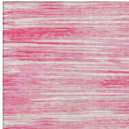 Tabselect Home Line 8' X 10' Pink And Ivory Striped Washable Indoor Outdoor Area Rug