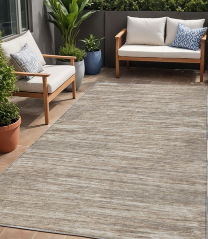 Tabselect Home Line 5' X 8' Taupe Gray And Ivory Striped Washable Indoor Outdoor Area Rug