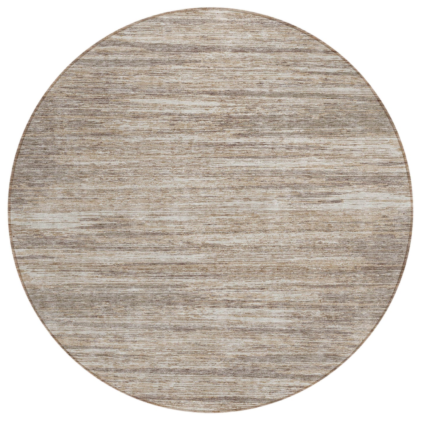 Tabselect Home Line 8' Taupe Gray And Ivory Round Striped Washable Indoor Outdoor Area Rug