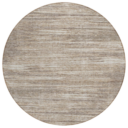 Tabselect Home Line 8' Taupe Gray And Ivory Round Striped Washable Indoor Outdoor Area Rug