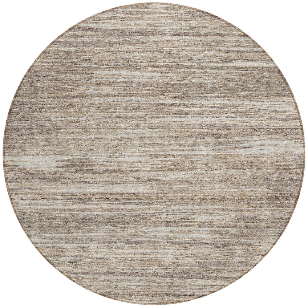 Tabselect Home Line 8' Taupe Gray And Ivory Round Striped Washable Indoor Outdoor Area Rug