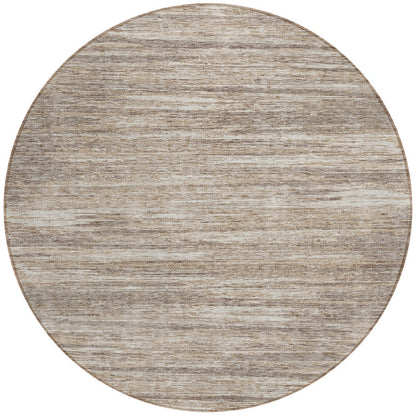 Tabselect Home Line 8' Taupe Gray And Ivory Round Striped Washable Indoor Outdoor Area Rug