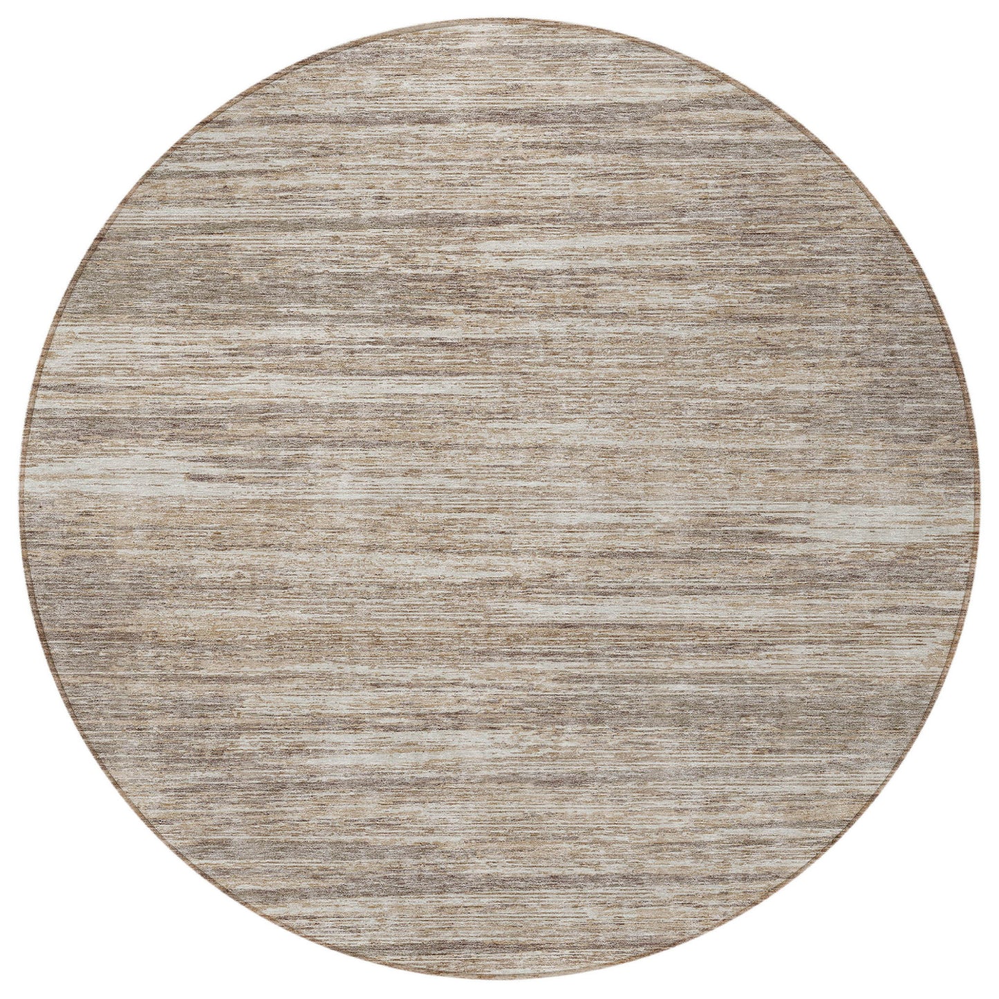 Tabselect Home Line 8' Taupe Gray And Ivory Round Striped Washable Indoor Outdoor Area Rug