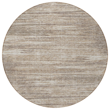 Tabselect Home Line 8' Taupe Gray And Ivory Round Striped Washable Indoor Outdoor Area Rug