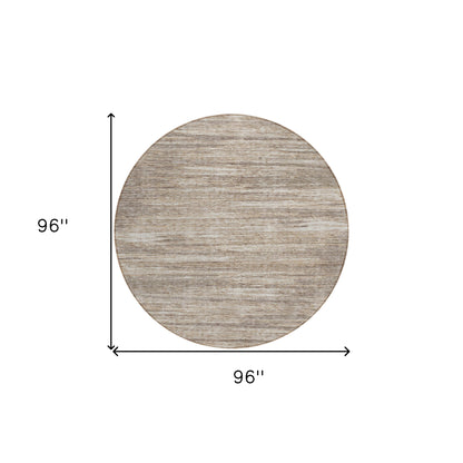 Tabselect Home Line 8' Taupe Gray And Ivory Round Striped Washable Indoor Outdoor Area Rug