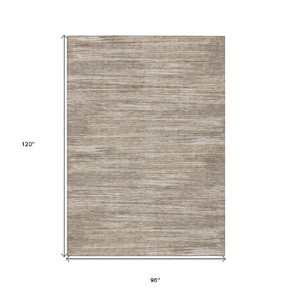 Tabselect Home Line 8' X 10' Taupe Gray And Ivory Striped Washable Indoor Outdoor Area Rug