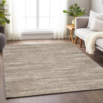 Tabselect Home Line 8' X 10' Taupe Gray And Ivory Striped Washable Indoor Outdoor Area Rug