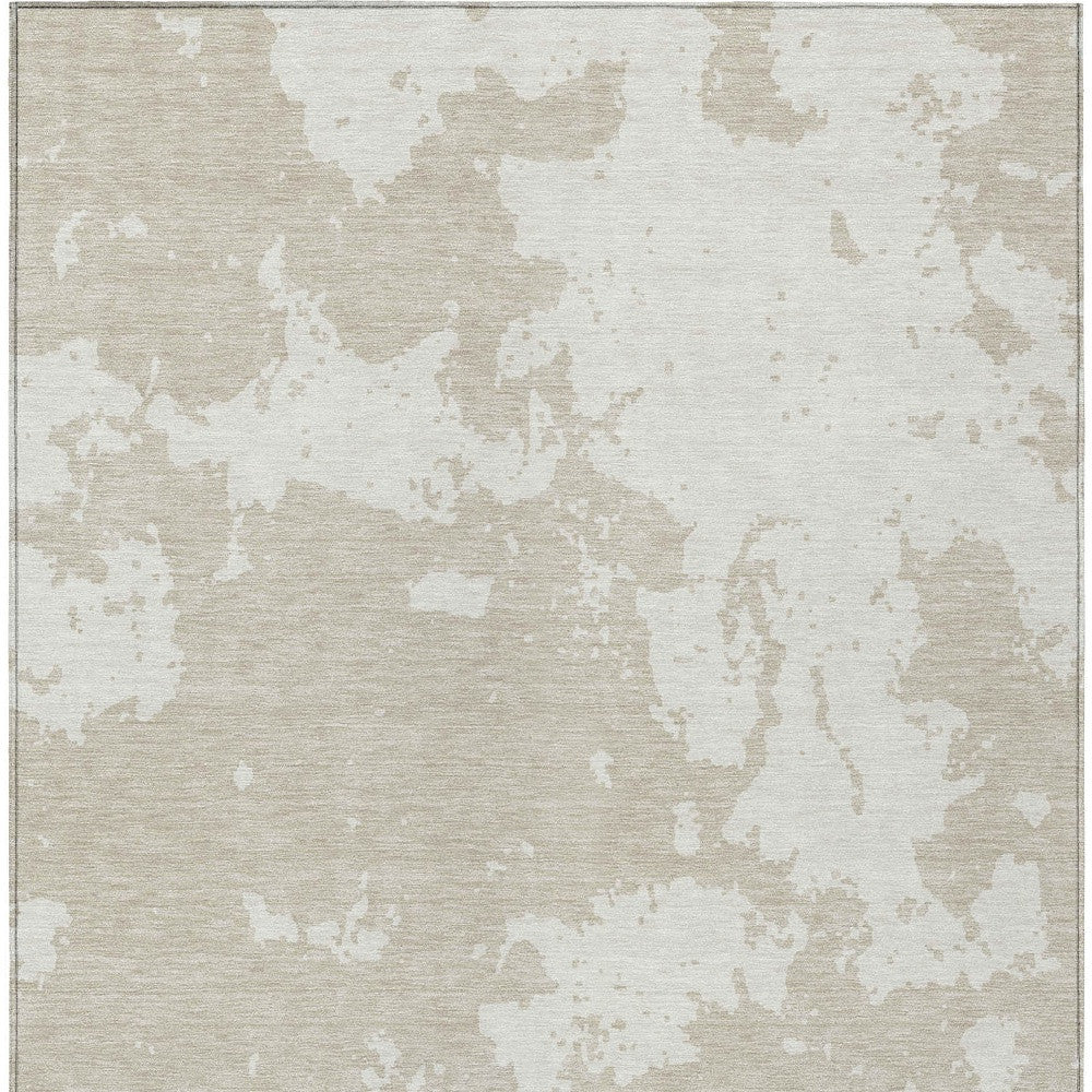 Tabselect Home Line 5' X 8' Beige And Ivory Abstract Washable Indoor Outdoor Area Rug