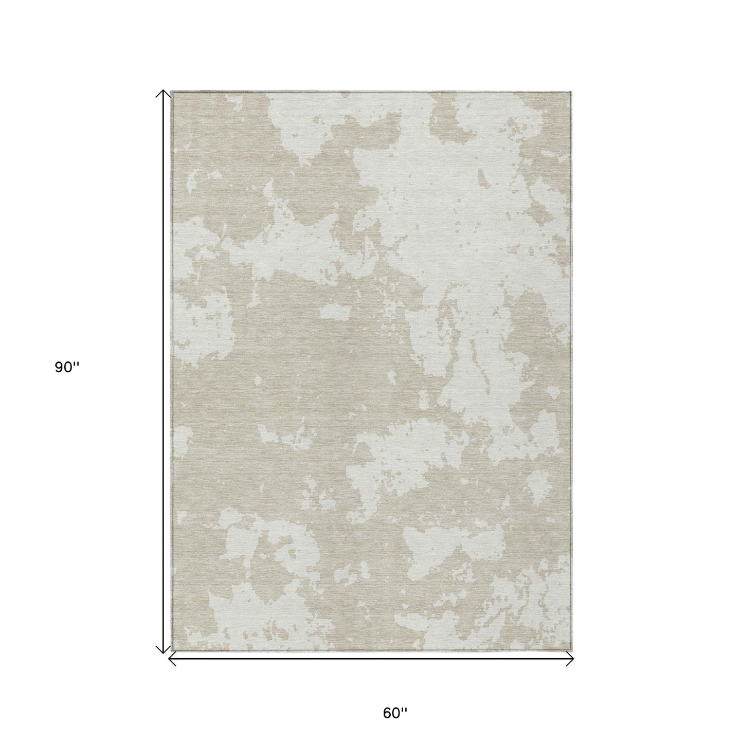 Tabselect Home Line 5' X 8' Beige And Ivory Abstract Washable Indoor Outdoor Area Rug