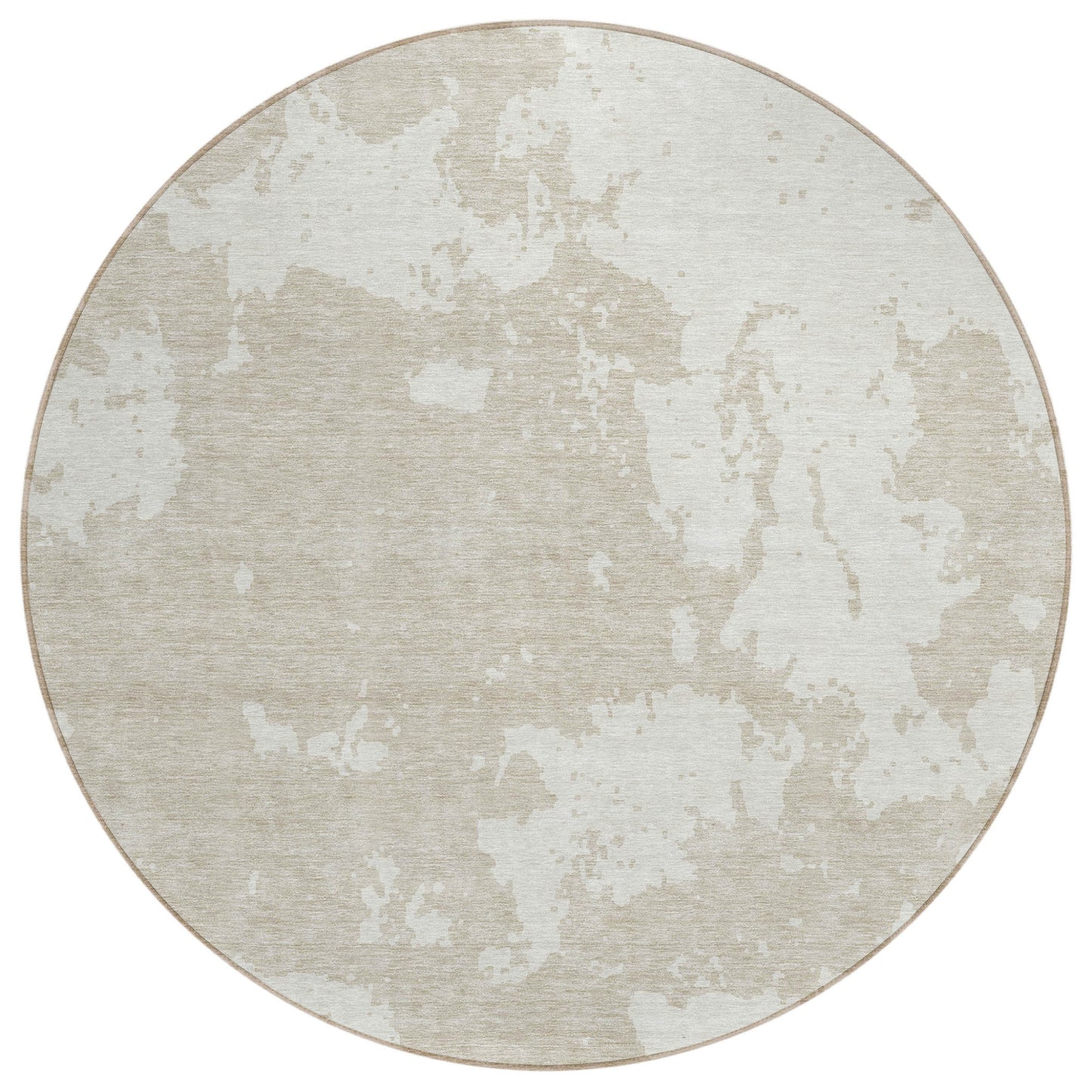 Tabselect Home Line 8' Beige And Ivory Round Abstract Washable Indoor Outdoor Area Rug