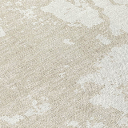 Tabselect Home Line 8' Beige And Ivory Round Abstract Washable Indoor Outdoor Area Rug