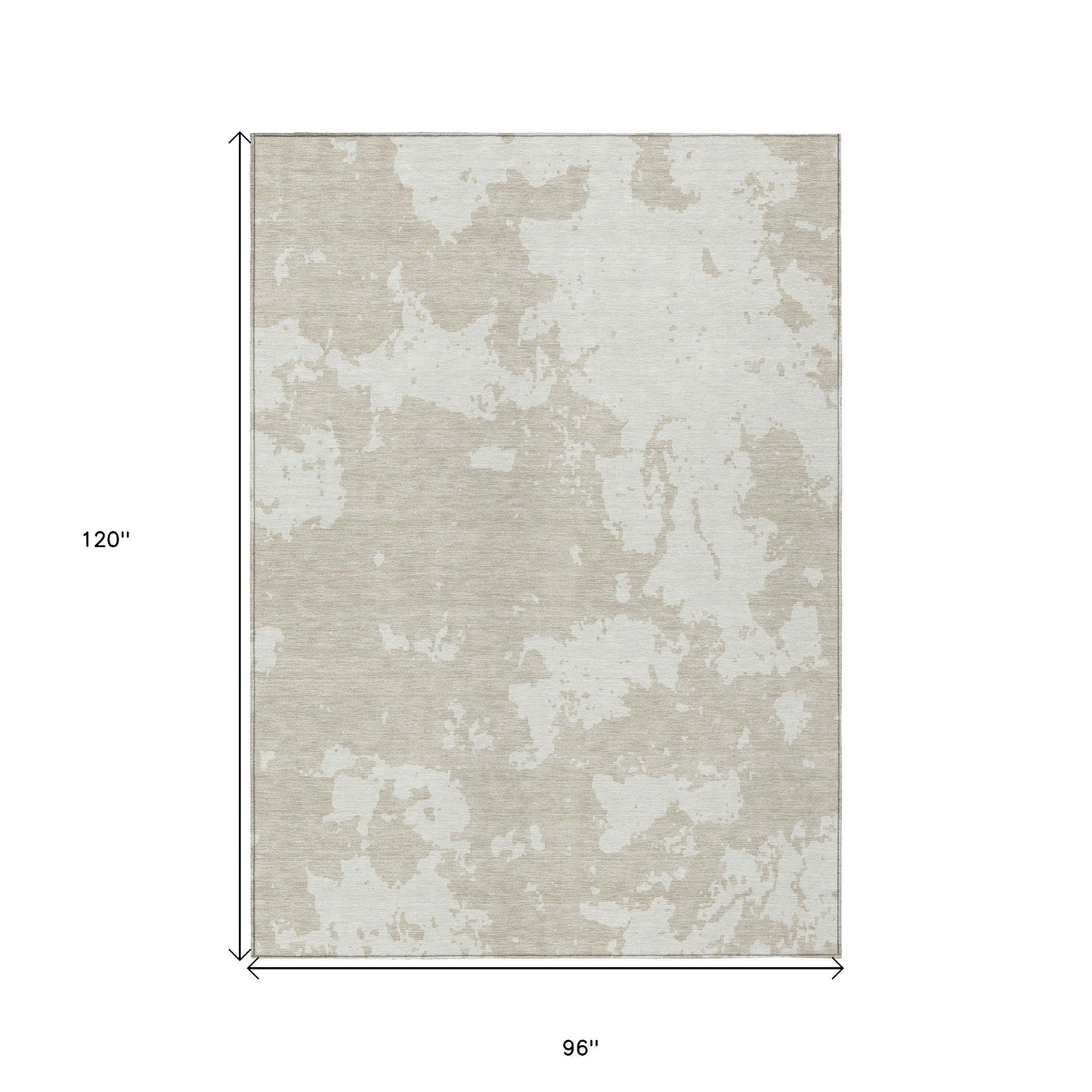 Tabselect Home Line 8' X 10' Beige And Ivory Abstract Washable Indoor Outdoor Area Rug