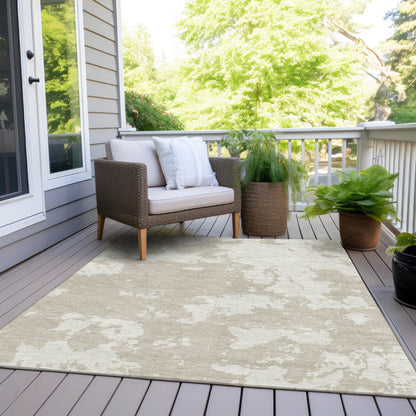 Tabselect Home Line 8' X 10' Beige And Ivory Abstract Washable Indoor Outdoor Area Rug