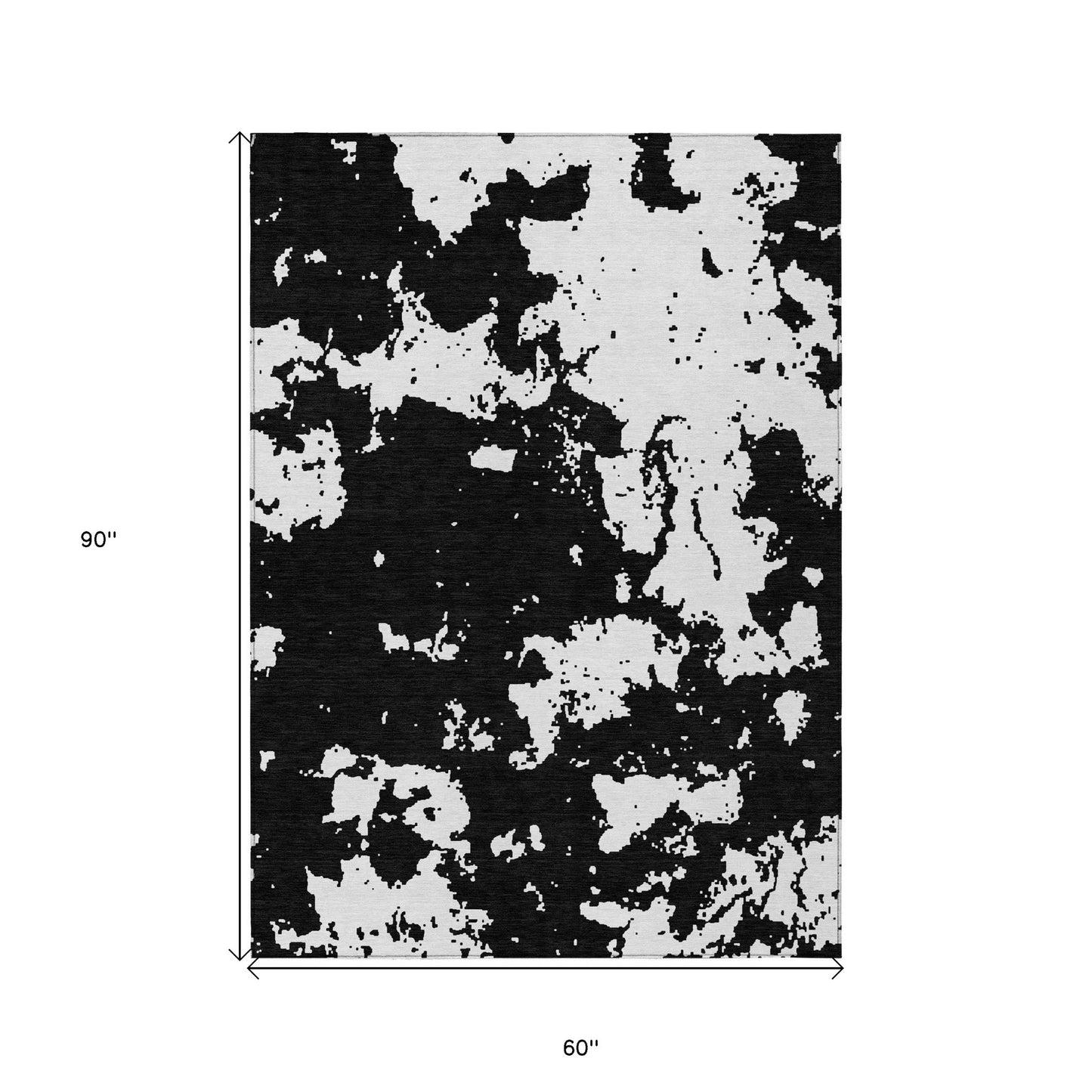 Tabselect Home Line 5' X 8' Black And Ivory Abstract Washable Indoor Outdoor Area Rug