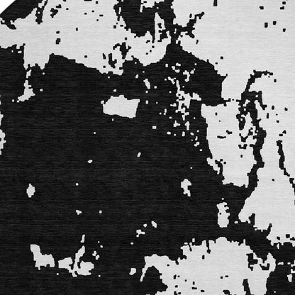 Tabselect Home Line 8' Black And Ivory Round Abstract Washable Indoor Outdoor Area Rug