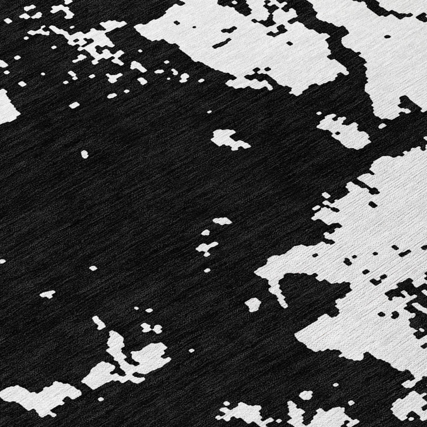 Tabselect Home Line 8' Black And Ivory Round Abstract Washable Indoor Outdoor Area Rug