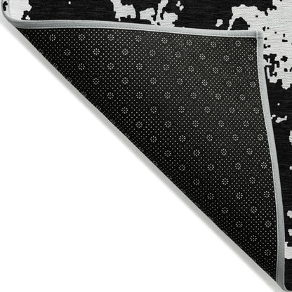 Tabselect Home Line 8' X 10' Black And Ivory Abstract Washable Indoor Outdoor Area Rug