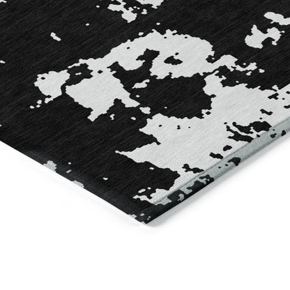 Tabselect Home Line 8' X 10' Black And Ivory Abstract Washable Indoor Outdoor Area Rug