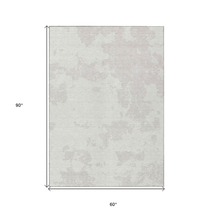 Tabselect Home Line 5' X 8' Ivory And Gray Abstract Washable Indoor Outdoor Area Rug