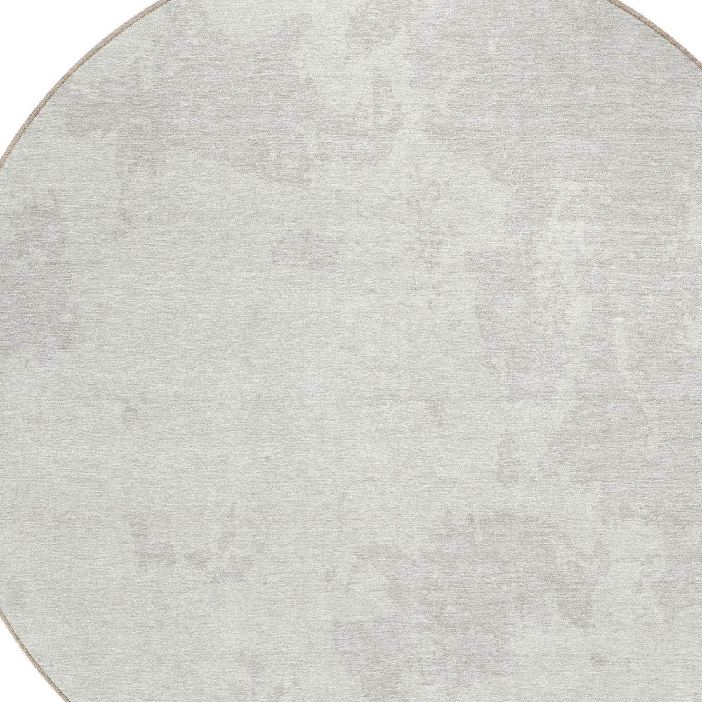 Tabselect Home Line 8' Ivory And Gray Round Abstract Washable Indoor Outdoor Area Rug