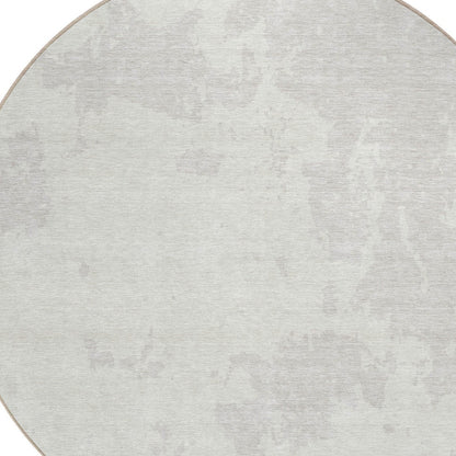 Tabselect Home Line 8' Ivory And Gray Round Abstract Washable Indoor Outdoor Area Rug