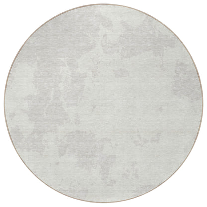 Tabselect Home Line 8' Ivory And Gray Round Abstract Washable Indoor Outdoor Area Rug