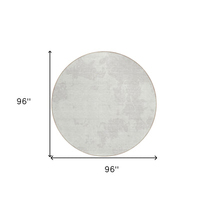 Tabselect Home Line 8' Ivory And Gray Round Abstract Washable Indoor Outdoor Area Rug
