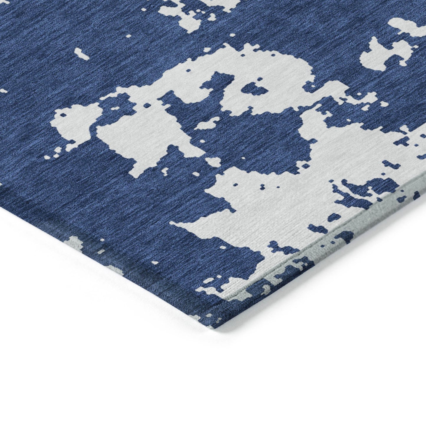 Tabselect Home Line 5' X 8' Navy Blue And Ivory Abstract Washable Indoor Outdoor Area Rug