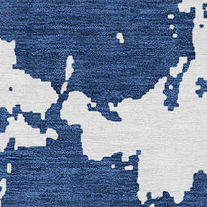 Tabselect Home Line 5' X 8' Navy Blue And Ivory Abstract Washable Indoor Outdoor Area Rug