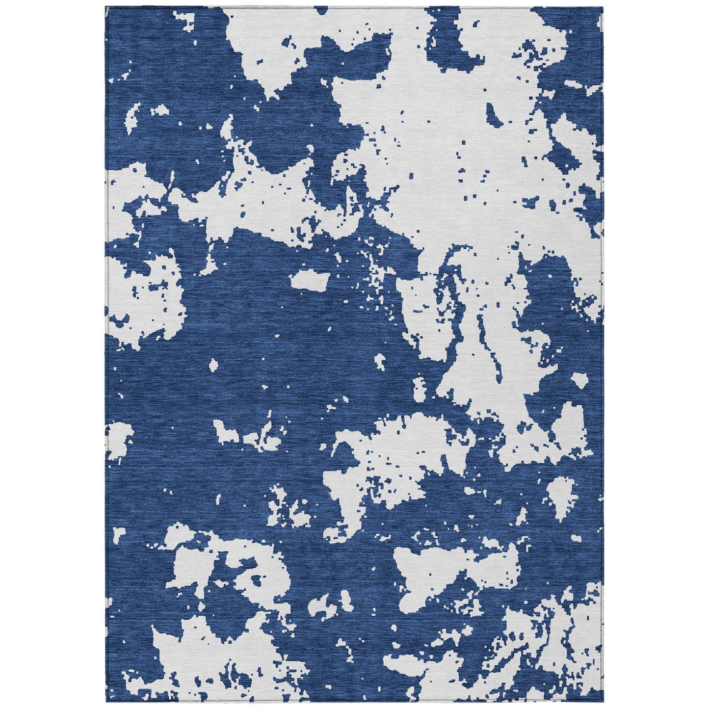 Tabselect Home Line 8' X 10' Navy Blue And Ivory Abstract Washable Indoor Outdoor Area Rug