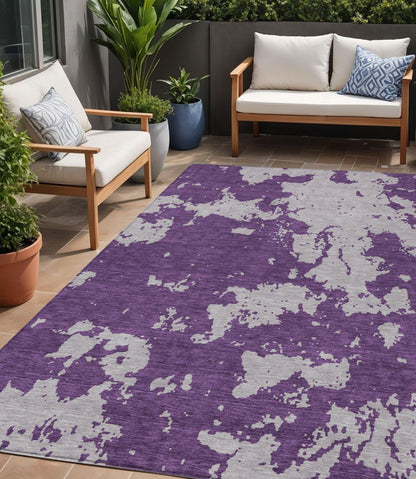 Tabselect Home Line 5' X 8' Purple And Lavender Abstract Washable Indoor Outdoor Area Rug