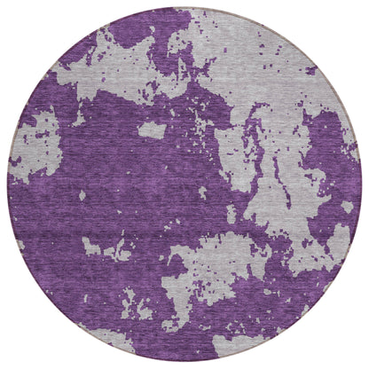 Tabselect Home Line 8' Purple And Lavender Round Abstract Washable Indoor Outdoor Area Rug