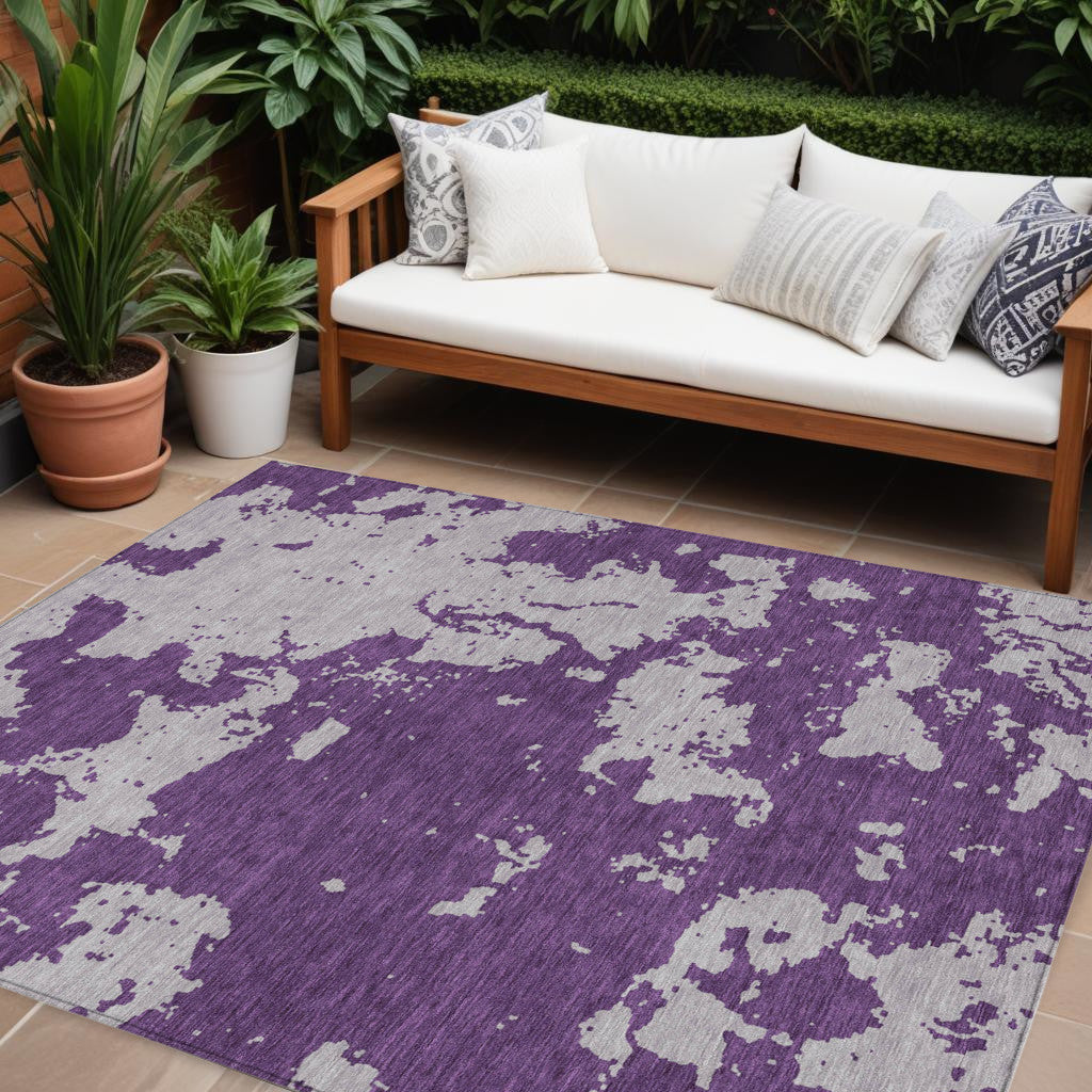 Tabselect Home Line 8' X 10' Purple And Lavender Abstract Washable Indoor Outdoor Area Rug