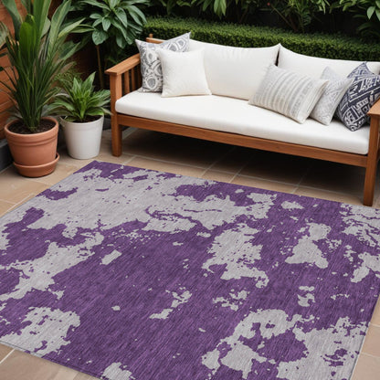 Tabselect Home Line 8' X 10' Purple And Lavender Abstract Washable Indoor Outdoor Area Rug