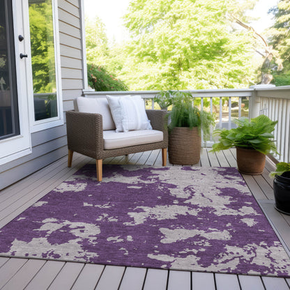 Tabselect Home Line 8' X 10' Purple And Lavender Abstract Washable Indoor Outdoor Area Rug