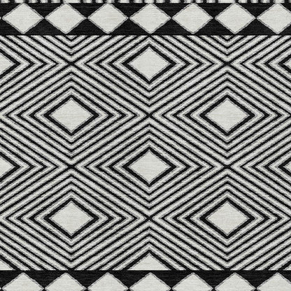 Tabselect Home Line 5' X 8' Black And Ivory Geometric Washable Indoor Outdoor Area Rug