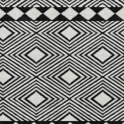 Tabselect Home Line 8' X 10' Black And Ivory Geometric Washable Indoor Outdoor Area Rug